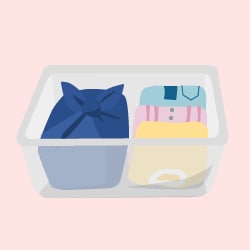 風呂敷や使わなくなったスカーフでまとめて区別する