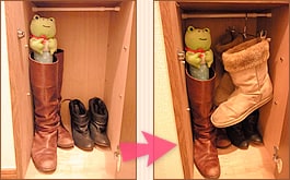 突っ張り棒とクリップ付きハンガーで空間を活用