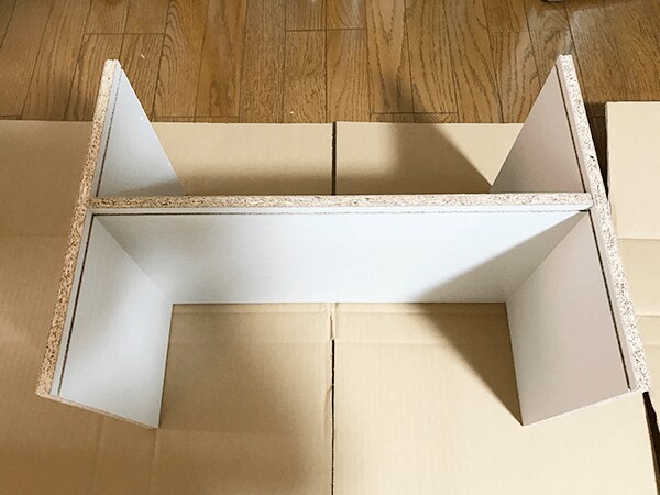 【モジュールボックスのテレビ台の組み立て手順】C棚板を組み立てる。