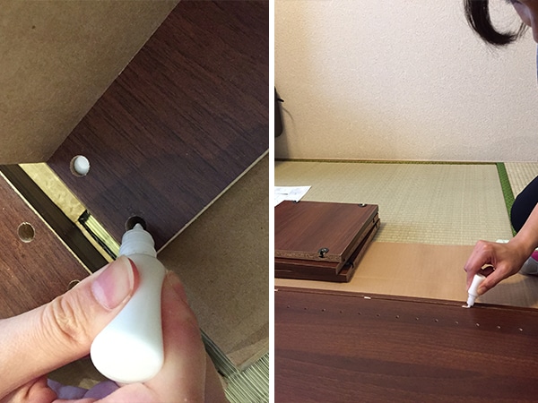 棚板を組み立てる。