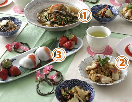 今が旬!春野菜たっぷりの冷汁・ホッキ飯・いちご大福で日本の春を満喫♪