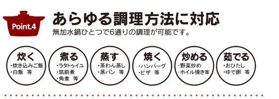 ポイント4 あらゆる調理方法に対応!