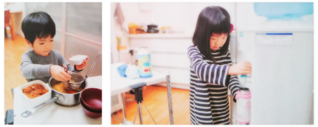撮影現場での子供たち