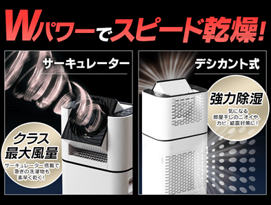 パワフルな風量と強力除湿のダブルパワー。
