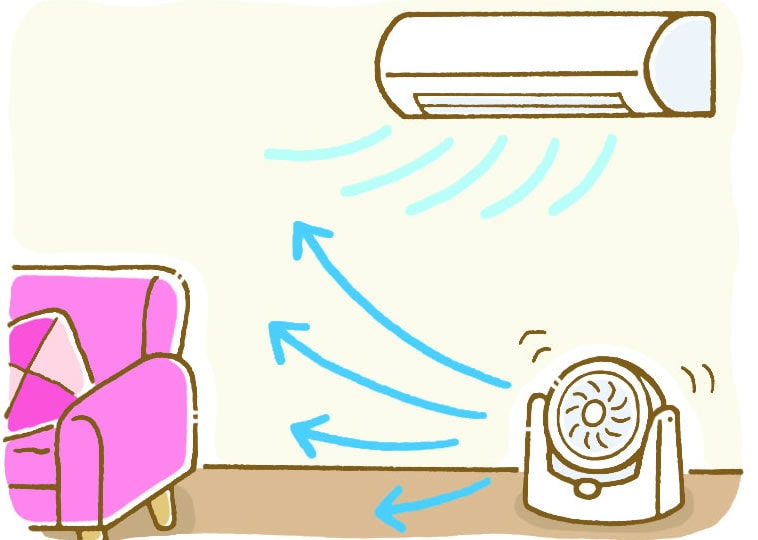 エアコン使用時にはサーキュレーターがおすすめ