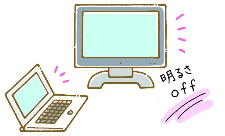 パソコン、テレビは画面調整だけで節電に