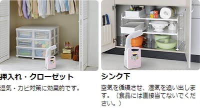 押し入れ、クローゼット、シンク下での使用シーン