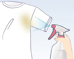 襟の汗ジミと同様に、気になる部分に直接、酸素系漂白剤を塗布してから、 洗濯機に掛けることが有効。