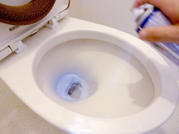 早速、トイレ掃除にモコモコ泡スプレーを使って
