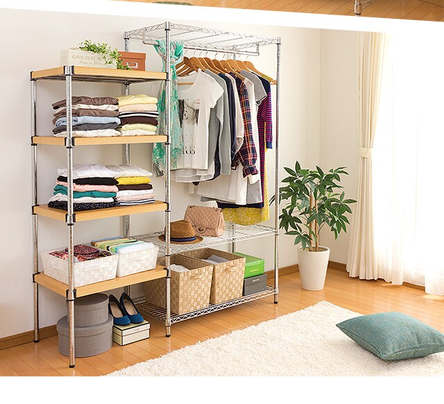 3台セット】スチールラック 幅91cm メタルラック ワードローブ