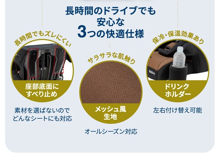 チャイルドジュニアシートNebio1歳~11歳洗える取付簡単軽量3WAYポップピットF中塚小児車工業所