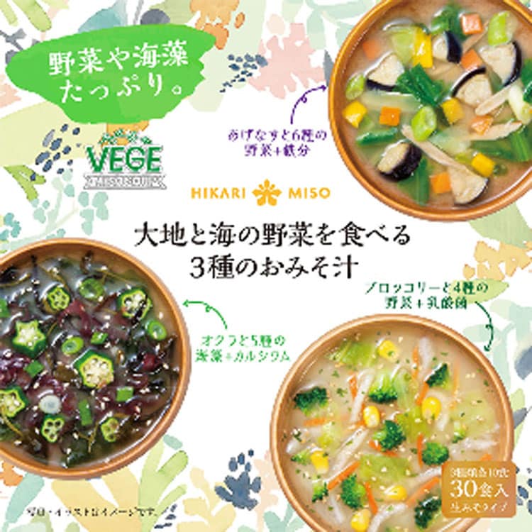 ひかり味噌 大地と海の野菜おみそ汁30食 【プラザセレクト】【プラザマーケット】 7212677│アイリスプラザ│アイリスオーヤマ公式通販サイト