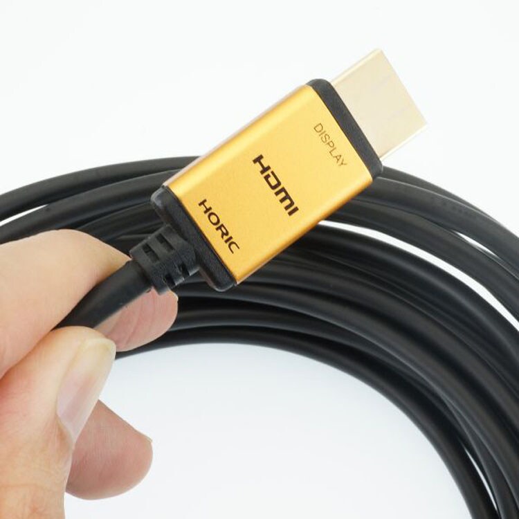 4K/60p対応光ファイバーケーブル薄型ヘッド長距離メタルヘッドHDR対応18G対応光ファイバーHDMIケーブル3D光ファイバーHDMIケーブル30mスタンダードタイプゴールド/黒ホーリック