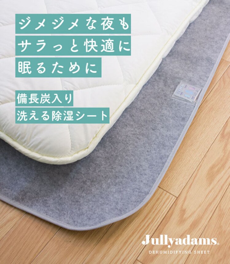 備長炭入り 洗える除湿シート シングル グレー