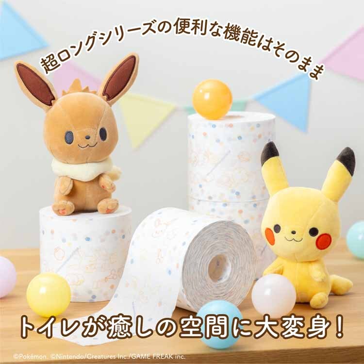 丸富製紙 【販売指示後カートアップ】モンポケ 超ロング パルプ5倍巻き 2R ダブル 白・ポケモン柄 【プラザセレクト】