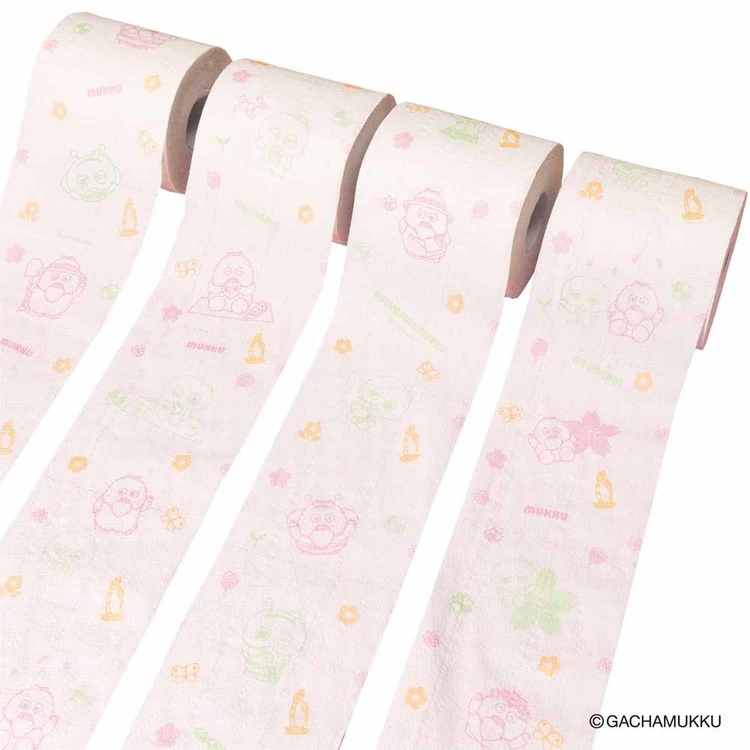 トイレットペーパープリント柄入り香り付き再生紙キャラクター季節品12ロールムックスプリングガチャピンガチャピン・ムック再生紙(ハロースプリング)12Rダブル3401丸富製紙