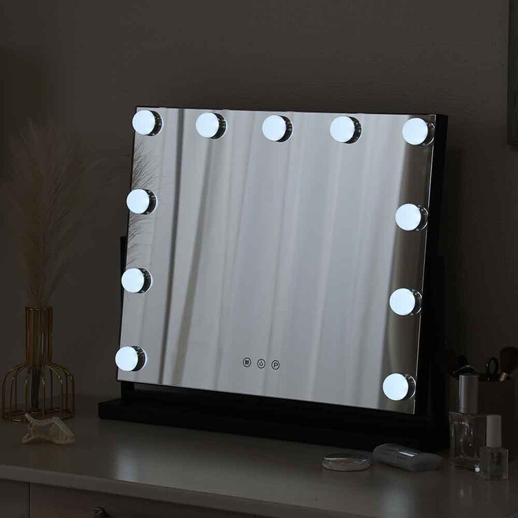 プレミアムLEDミラー yumeka ブラック 67781 【プラザセレクト】