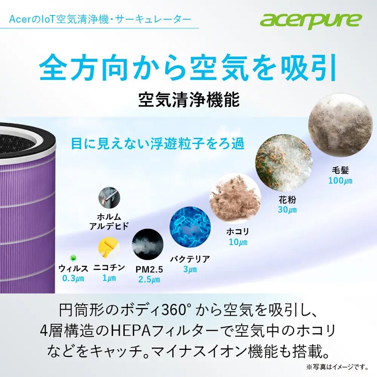 Acerpure Acerpure Pro 空気清浄機 30畳コンパクト ホワイト AP551-50W 【プラザセレクト】