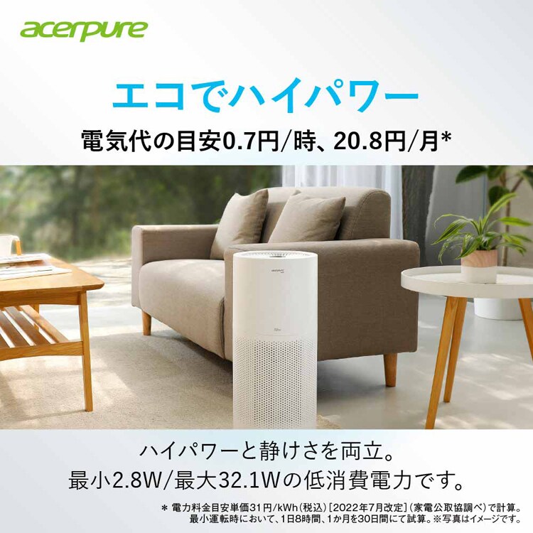 Acerpure Acerpure Pro Vero 空気清浄機 30畳コンパクト マットホワイト&アカアオテンテン AP353-10W 【プラザセレクト】