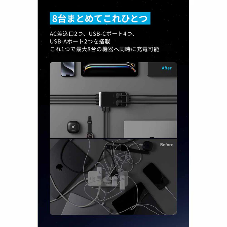Anker アンカー Prime Charging Station(240W,8-in-1) ブラック A91B2NF1 【プラザセレクト】