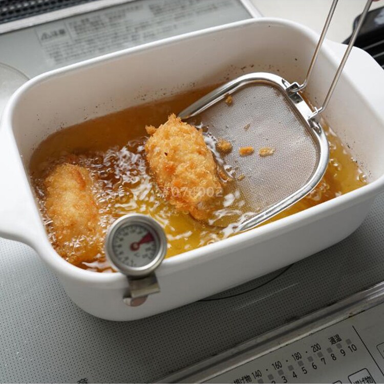 富士ホーロー 角型ホーロー天ぷら鍋 22cm フライヤーネット付き ホワイト TP-22KN.W 【プラザセレクト】