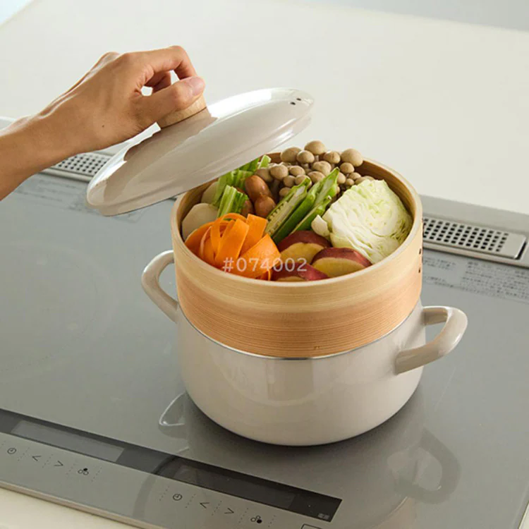 富士ホーロー ホーロー鍋 20cm せいろ付き SER-20W 【プラザセレクト】