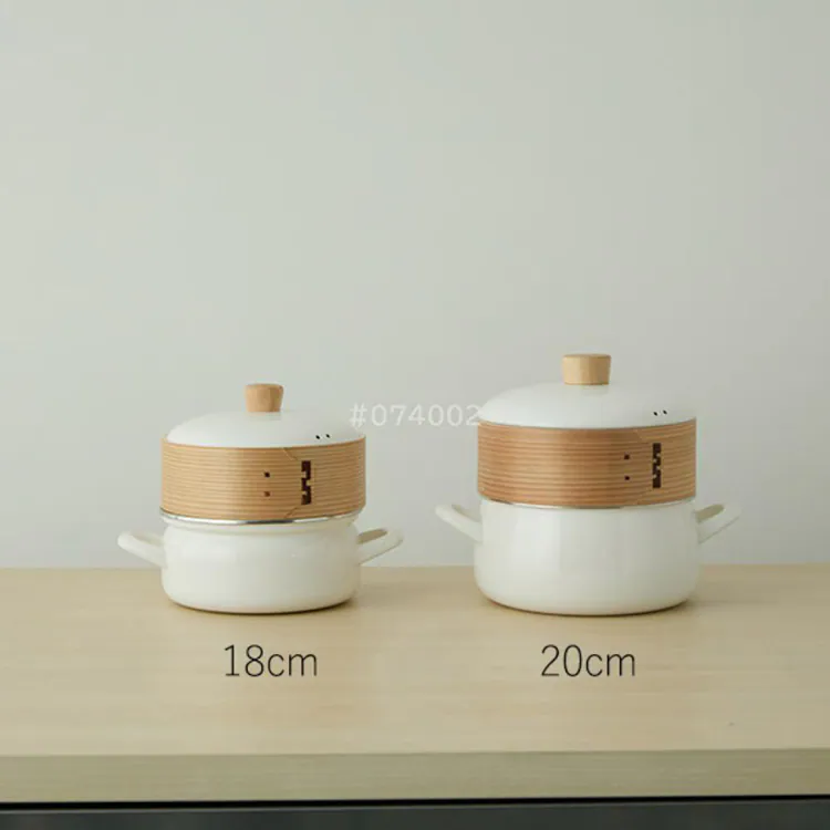 富士ホーロー ホーロー鍋 20cm せいろ付き SER-20W 【プラザセレクト】