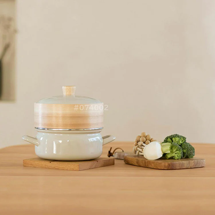 富士ホーロー ホーロー鍋 18cm せいろ付き SER-18W 【プラザセレクト】