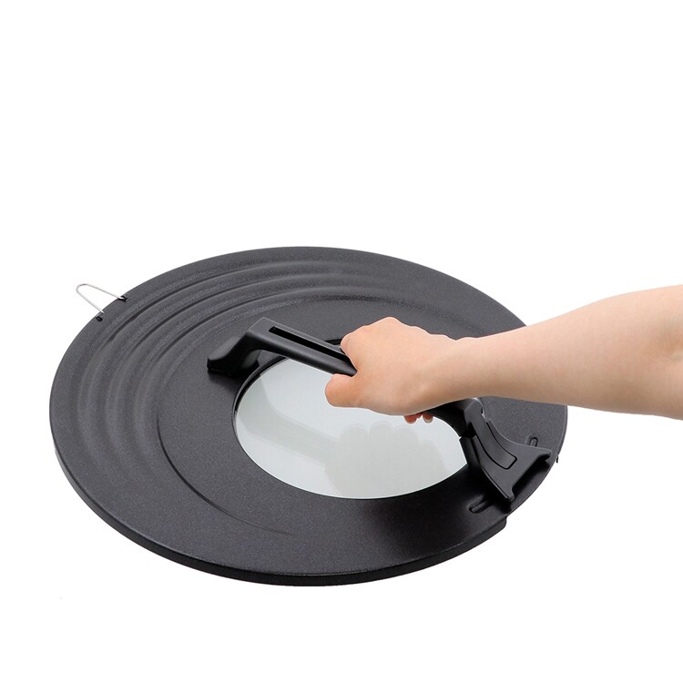 LIV PLUS フライパンガラス蓋 スタンド式 XL ブラック ND-8324 【プラザセレクト】