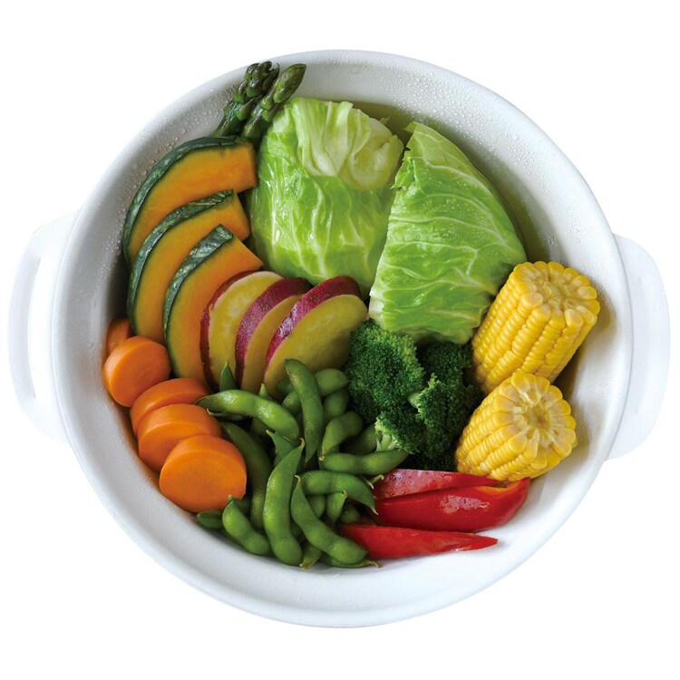 LIV PLUS ビストロ・セラミック 卓上鍋 26cm ガラス蓋蒸し目皿付 レモンイエロー NQ-0421 【プラザセレクト】