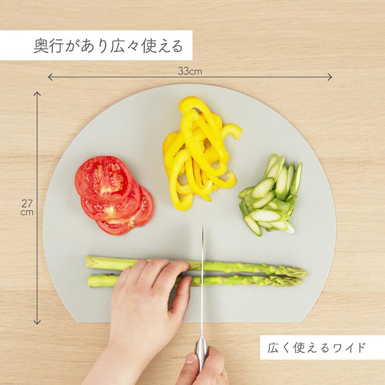 新輝合成 抗菌まな板 D型ワイド グレー 4464 【プラザセレクト】