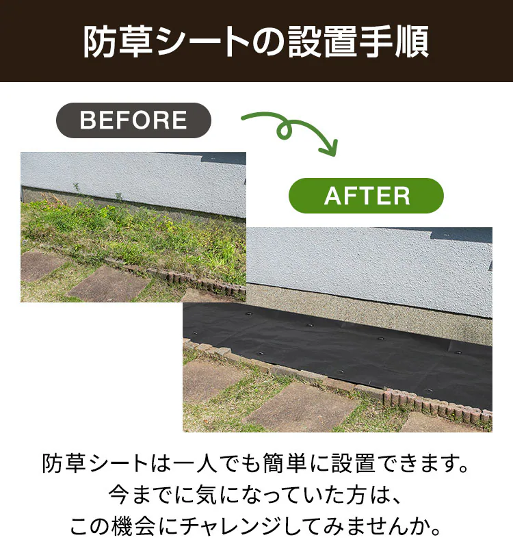 防草シート2枚組(Uピン杭40本+黒丸40枚) ブラック