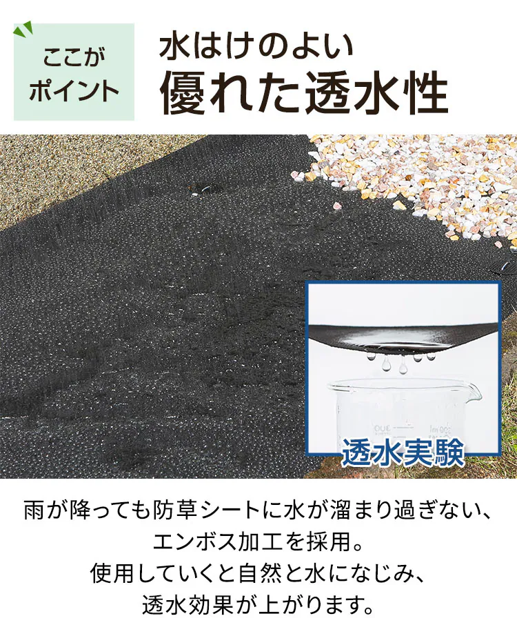 防草シート2枚組(Uピン杭40本+黒丸40枚) ブラック