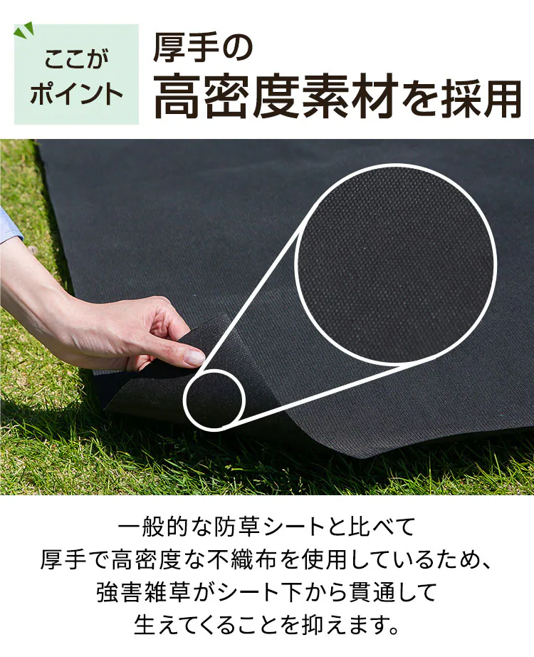 防草シート2枚組(Uピン杭40本+黒丸40枚) ブラック