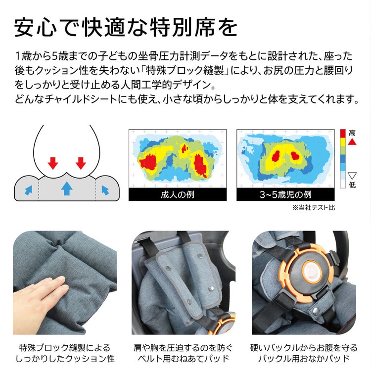 自転車チャイルドシートクッション前後兼用子供乗せはっ水フィーノFINO【販売指示後カートアップ】チャイルドシート用クッション前/後ろ兼用