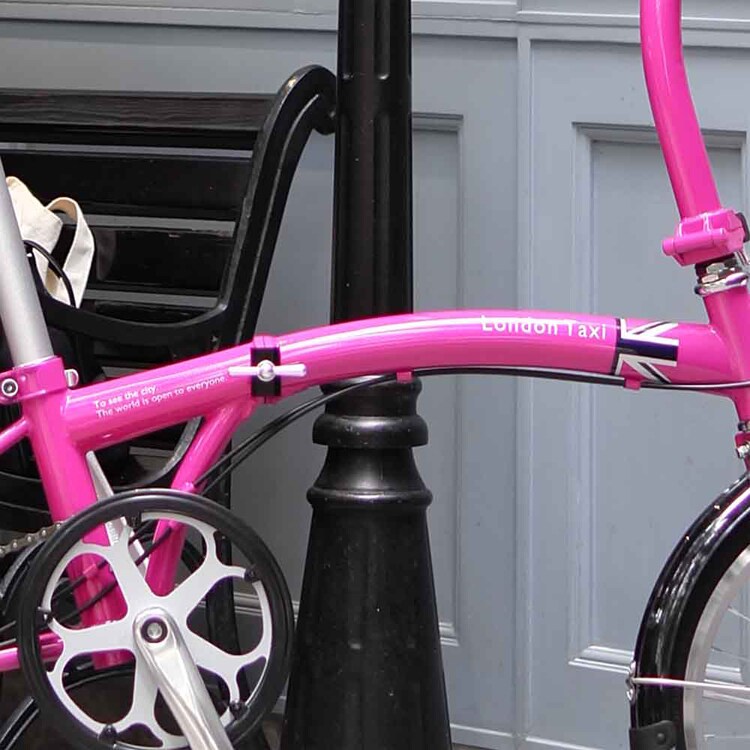 London Taxi 【完成車】折りたたみ自転車 16インチ スタンド付 SHIMANO製7段変速　ピンク JP8763 【時間指定不可】【代引不可】【同梱不可】【プラザセレクト】