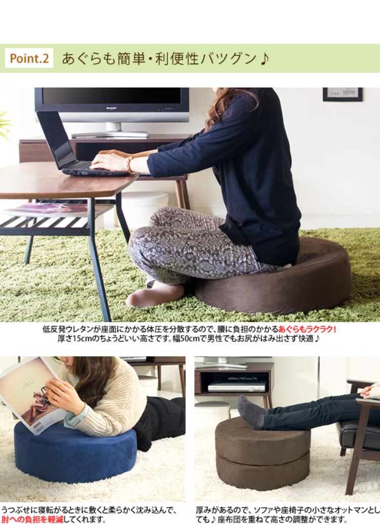 リビング座布団 丸 CN-50R ブルー 3