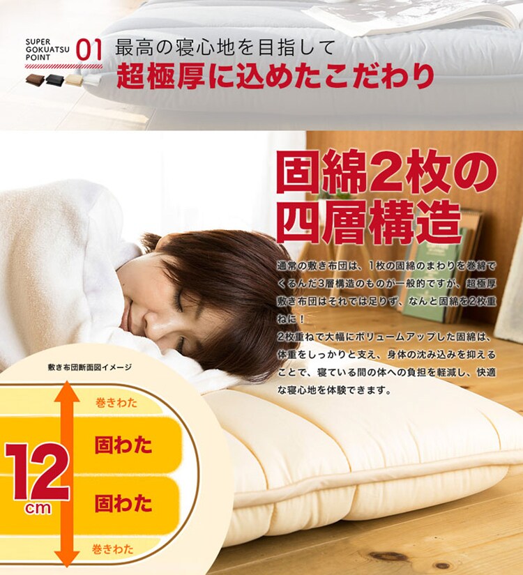 日本製極厚固綿敷布団