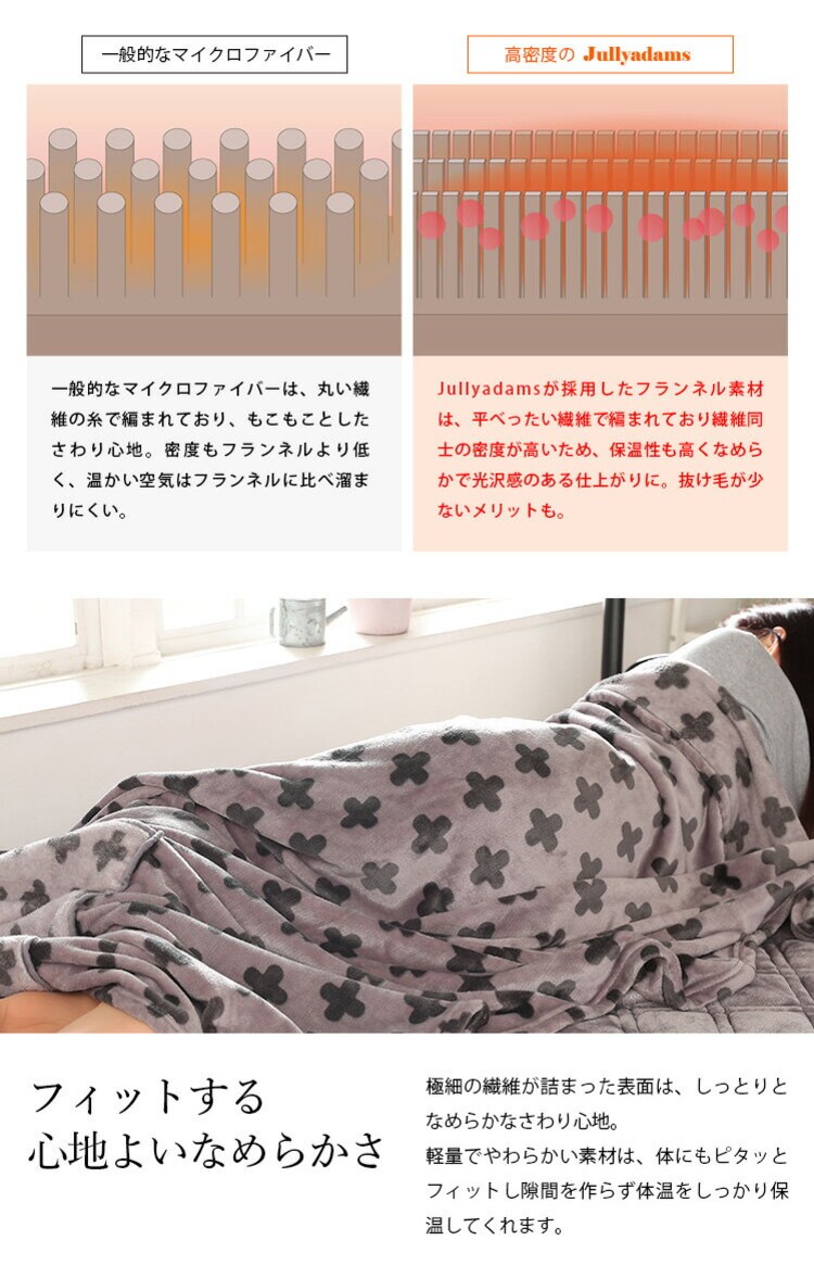 ひざ掛けダブル毛布マイクロファイバーフランネルあったか寝具静電気抑制秋冬冬用J.AクッションにもなるブランケットDメルクロス