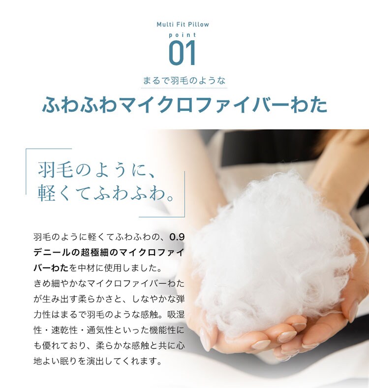 クリアグローブ 素材と高さが選べるマルチフィットピロー ホワイト CGSFP-4363 【プラザセレクト】