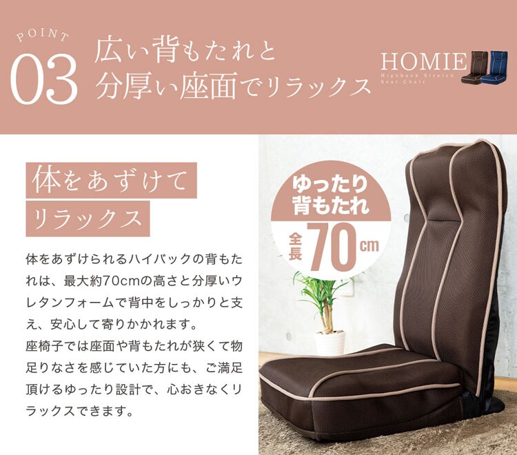 背筋が伸ばせるストレッチ座椅子/ホーミー【homie】 ハイタイプ CG-391-IP 全2色
