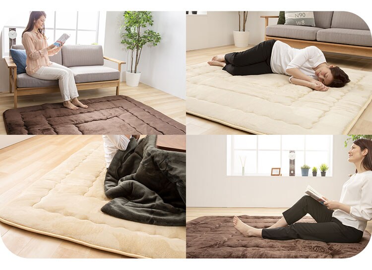 カーペットあったかふかふかフランネルスクエア無地あたたかい厚いリビングあったか6層極厚ラグ正方形185×185竹内毛織 