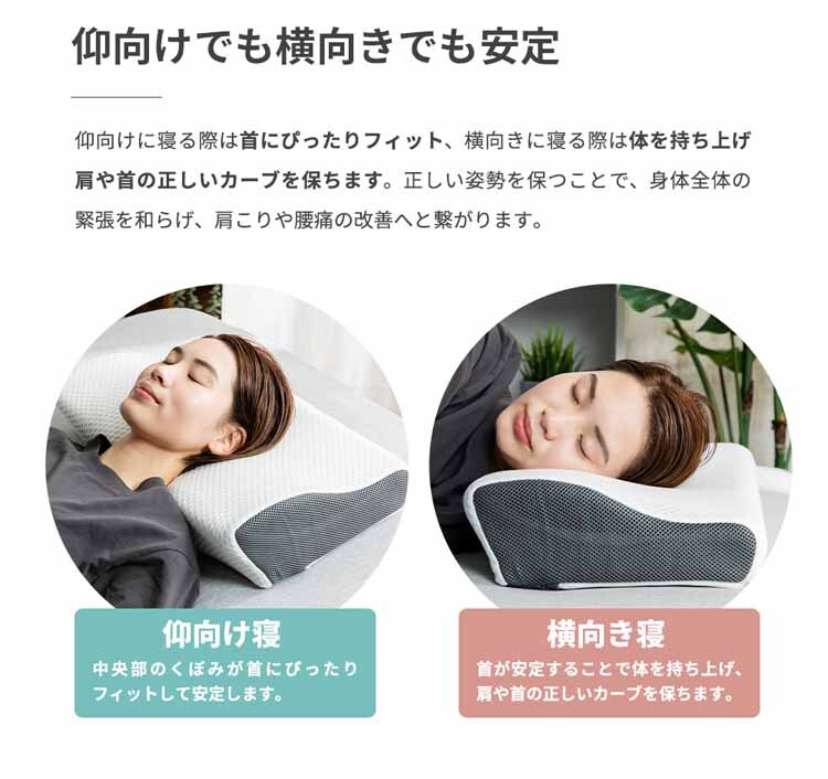 ネックサポート／高さ調整モールド竹炭低反発枕 WH／GY NTMD-3050