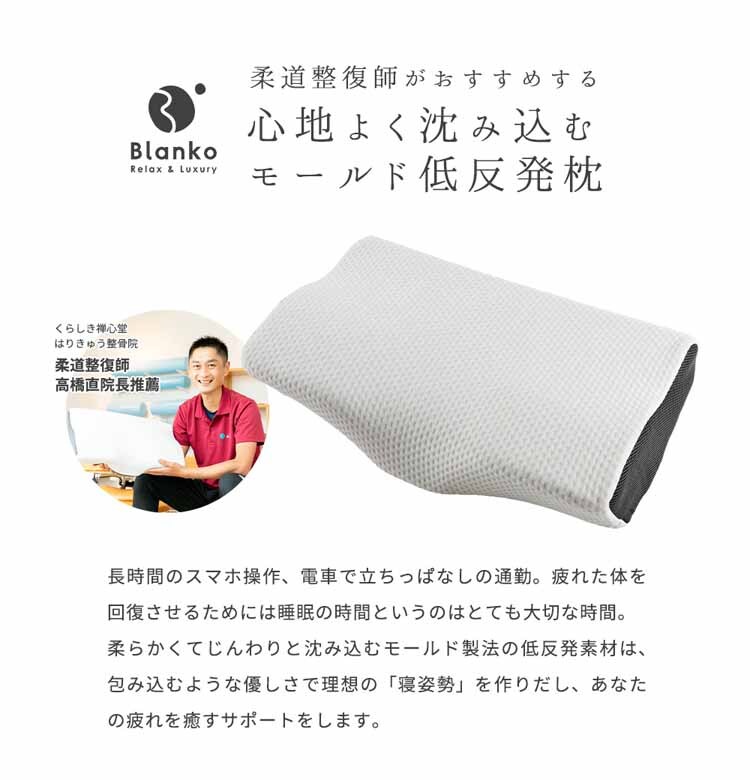 ネックサポート／高さ調整モールド竹炭低反発枕 WH／GY NTMD-3050