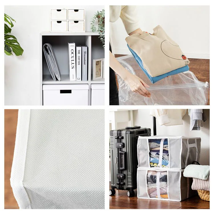 収納BOX一体型衣類用圧縮袋 Sサイズ グレー