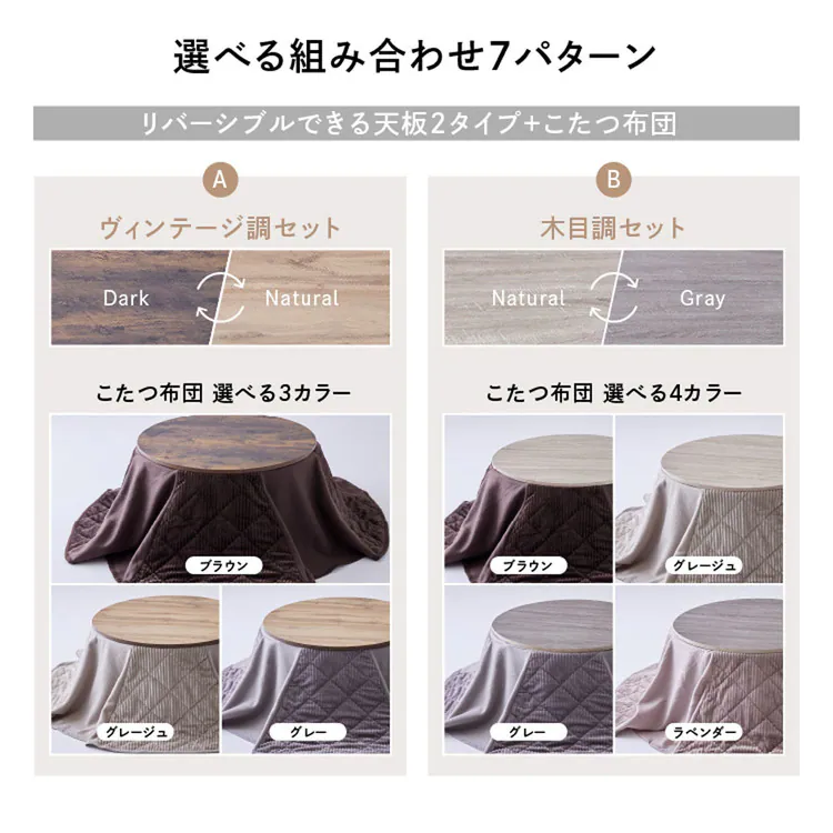 こたつテーブルセット円形布団省スペースこたつこたつ布団セット省スペースこたつテーブルヴィンテージ【販売指示後カートアップ】省スペースこたつ布団セット丸型