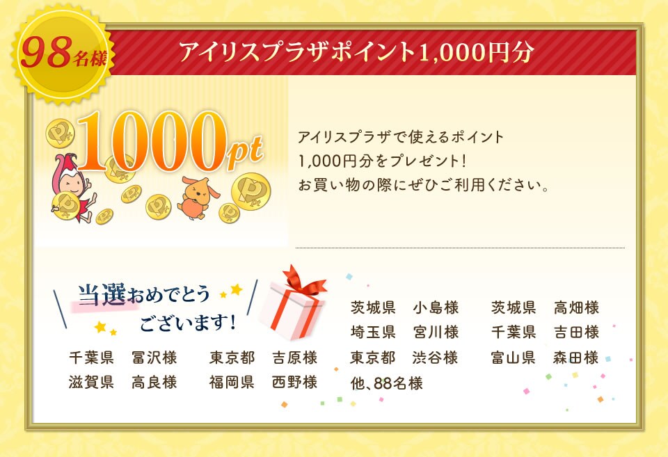 アイリスプラザポイント当選者